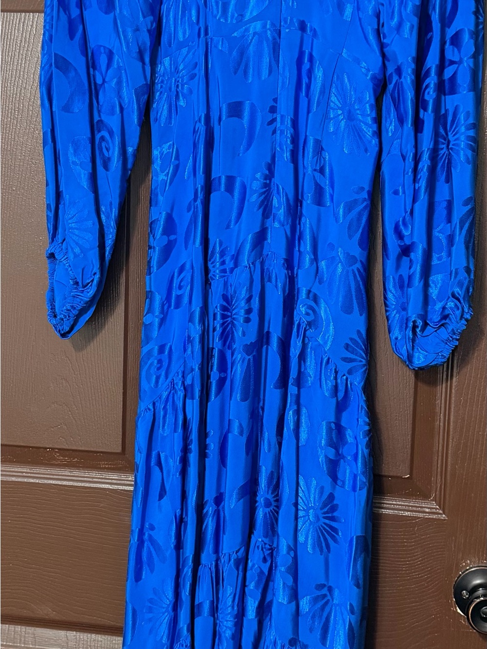 FARM Rio V-Neck Long Sleeve Maxi Dress in Bright Blue - Picture 2 of 7